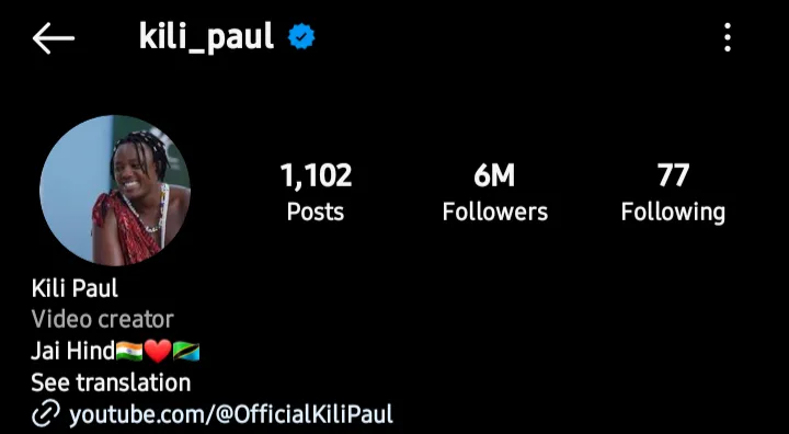 Kili Paul Instagram Followers  